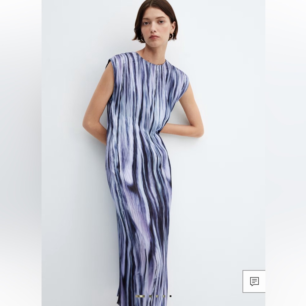 MANGO Tie-dye Pleated Midi Dress